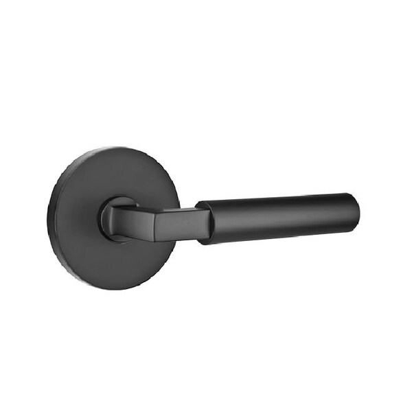 Emtek Hercules Lever Left Hand 2-3/8 in Backset Privacy w/Disk Rose for 1-1/4 in to 2 in Door Flat Black 5209HECUS19LH - main